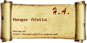 Henger Aletta névjegykártya